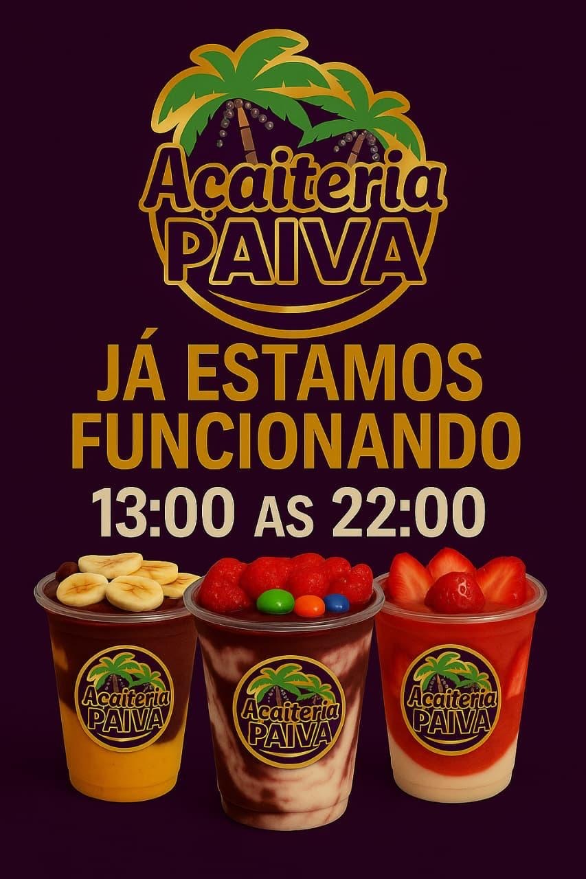 Arte da Açaiteria Paiva com horário de funcionamento