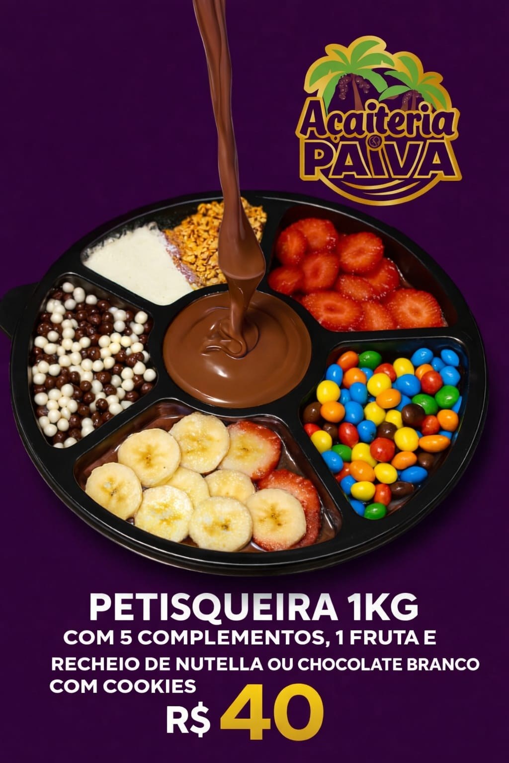 Petisqueira de açaí de 1kg da Açaiteria Paiva
